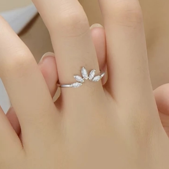 925 Sterling Silver Crown Ring Enhancer Marquise - Picture 3 of 16